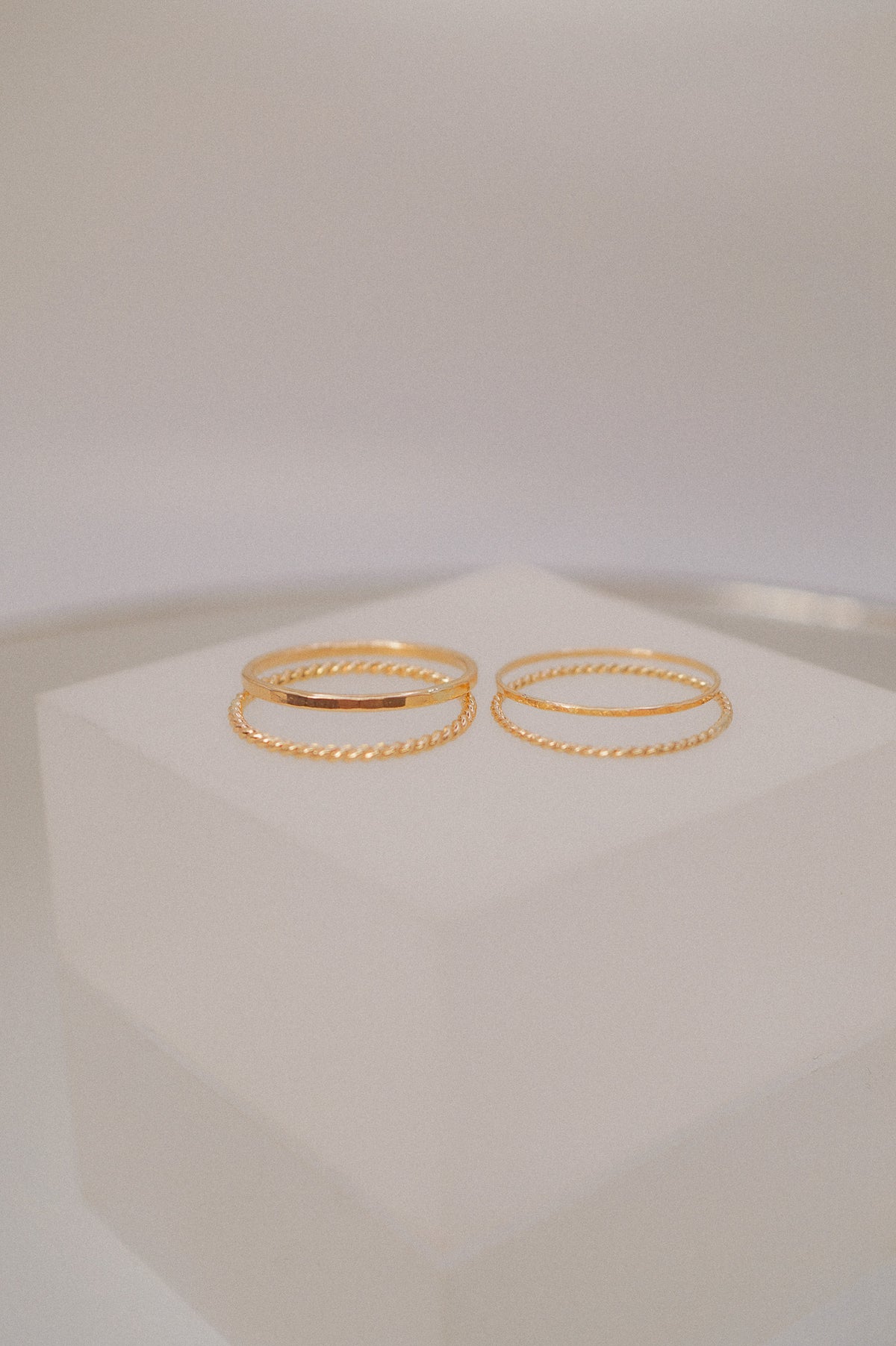 Twist Set of 2 Stacking Rings, 14K Gold Fill