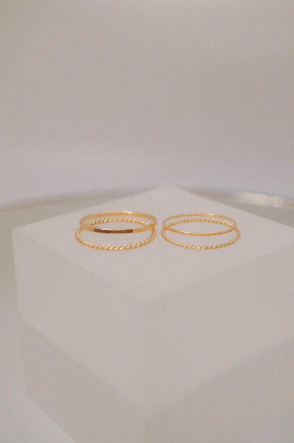 Twist Set of 2 Stacking Rings, 14K Gold Fill