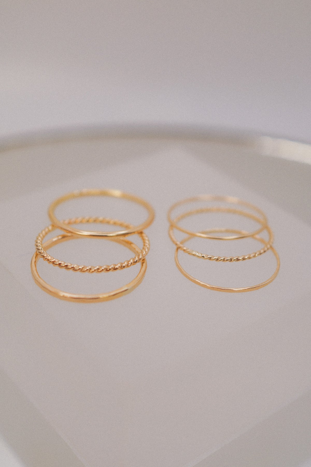 Twist Set of 3 Stacking Rings, 14K Gold Fill