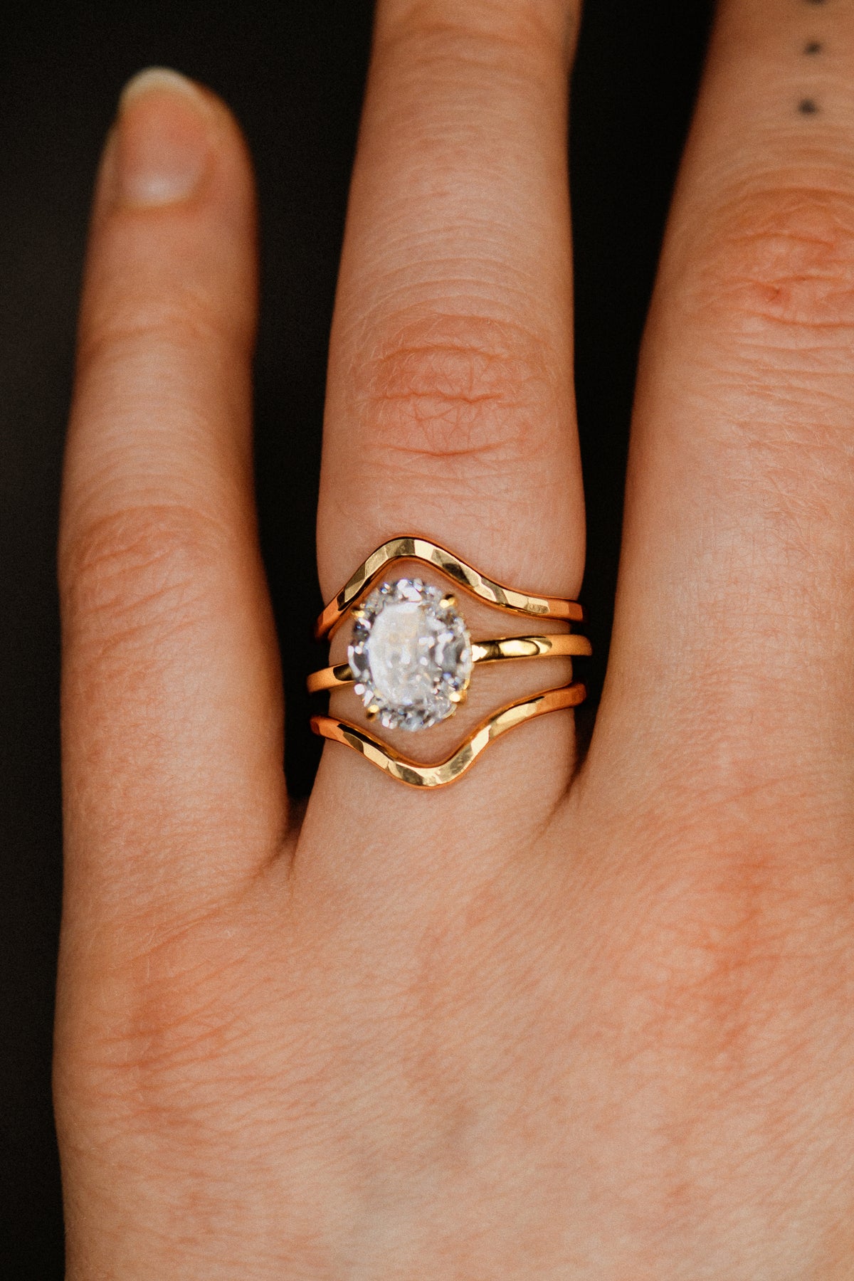 Teardrop Set of 2 Stacking Rings in Gold, Rose Gold or Silver
