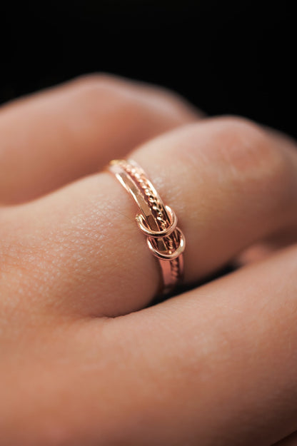 Duo Link Ring, Solid 14K Rose Gold