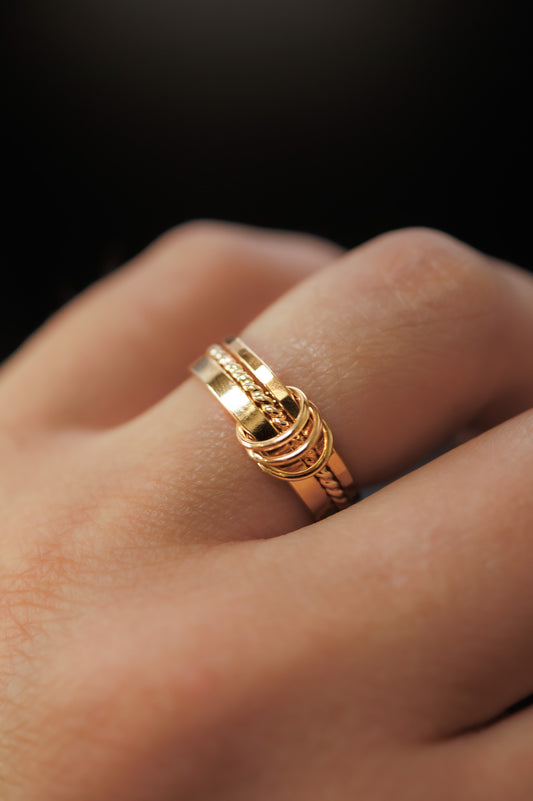Triple Link Ring, 14K Gold Fill