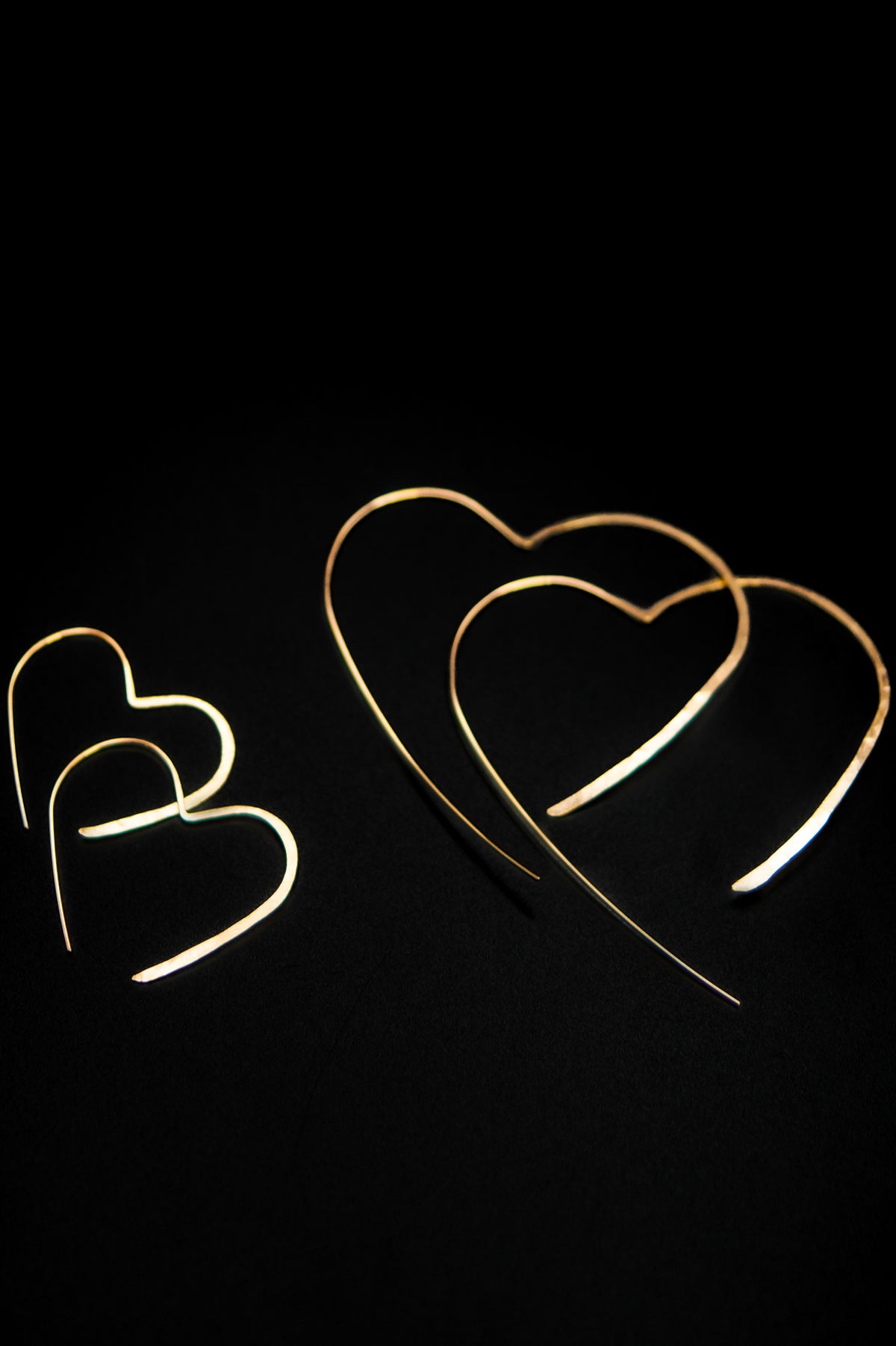 Heart Threader Hoop Earrings, Gold Fill, Rose Gold Fill or Sterling Silver