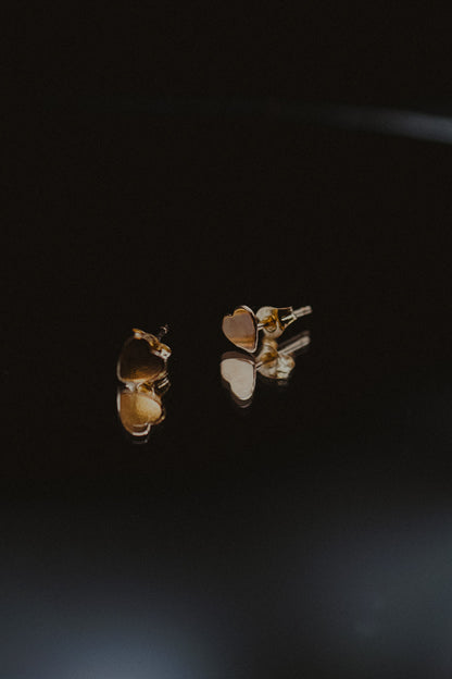 Heart Stud Earrings, Gold Fill