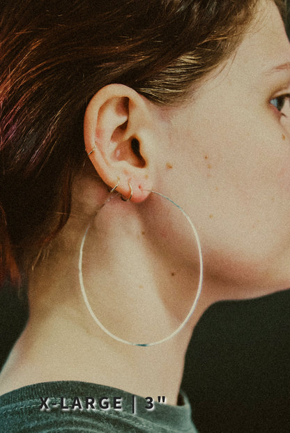 Classic Threader Hoop Earrings in Solid 14K Gold or Rose Gold
