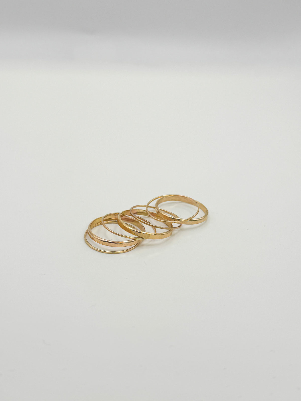 Hammered Thick & Thin Set of 7 Stacking Rings, Gold Fill, Rose Gold Fill or Sterling Silver