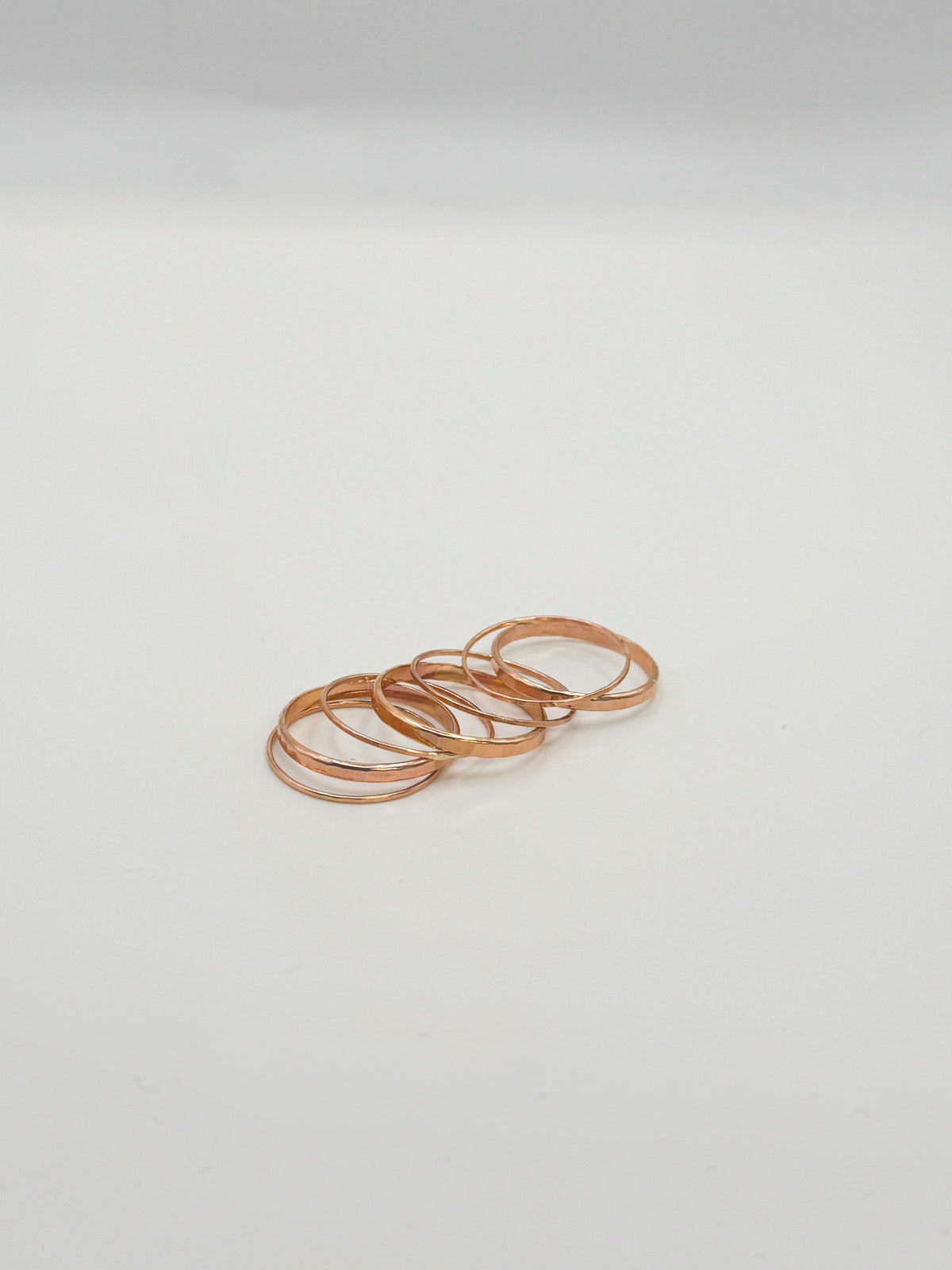 Hammered Thick & Thin Set of 7 Stacking Rings, Gold Fill, Rose Gold Fill or Sterling Silver