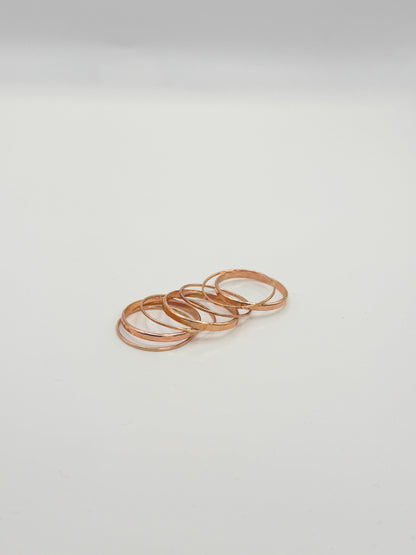 Hammered Thick & Thin Set of 7 Stacking Rings, Gold Fill, Rose Gold Fill or Sterling Silver