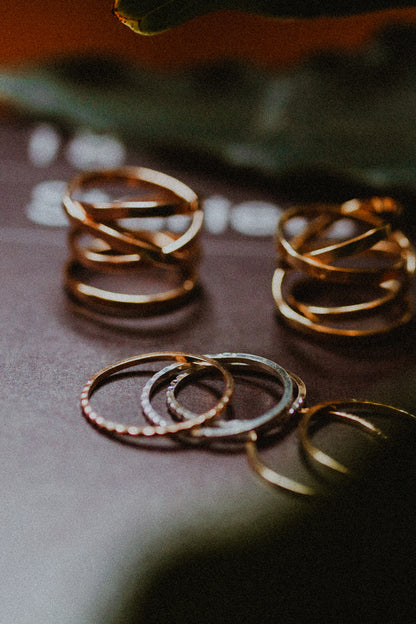 Half Lined Ring, 14K Gold Fill