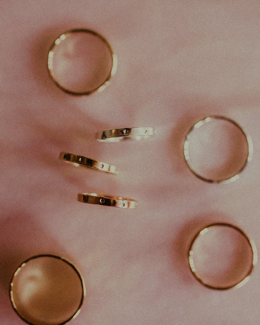 Dotted Mirror Band, Solid 14K Gold