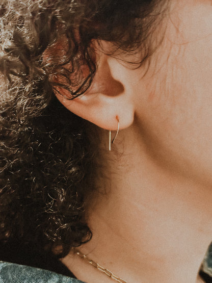 U-Shaped Threader Hoop Earrings, Gold Fill, Rose Gold Fill or Sterling Silver