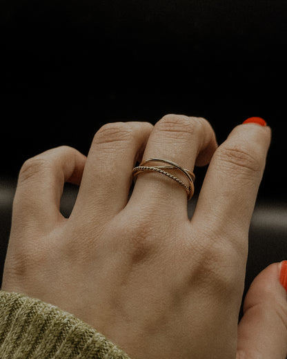 Twist Interlocking Set of 3 Rings, 14K Gold Fill