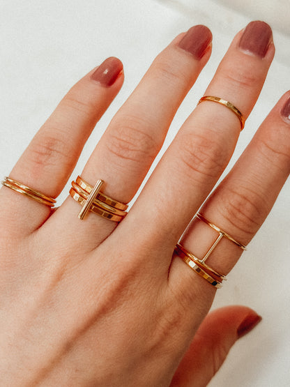 Mini Bar Set of 3 Stacking Rings, Gold Fill, Rose Gold Fill or Sterling Silver