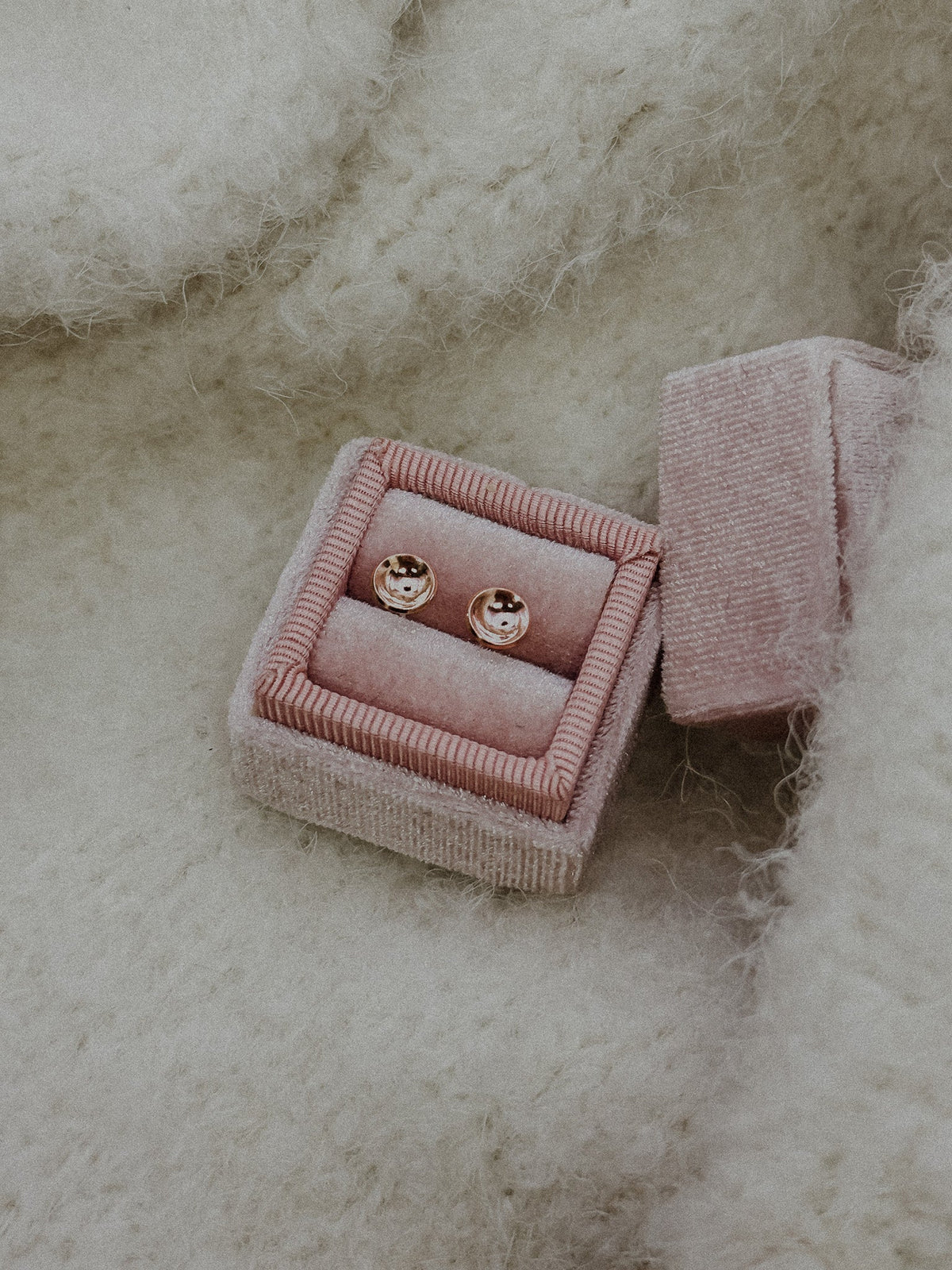 Crater Stud Earrings, Solid Gold or Rose Gold