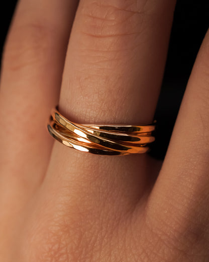 Thin Interlocking Set of 5 Rings, 14K Gold Fill