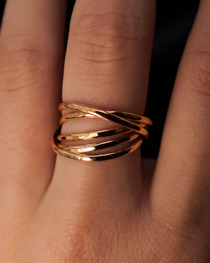 Thin Interlocking Set of 5 Rings, 14K Gold Fill
