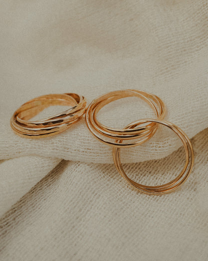 Thin Interlocking Set of 5 Rings, 14K Gold Fill