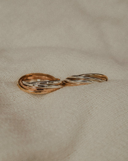 Thin Interlocking Set of 5 Rings, Solid Mixed Metals