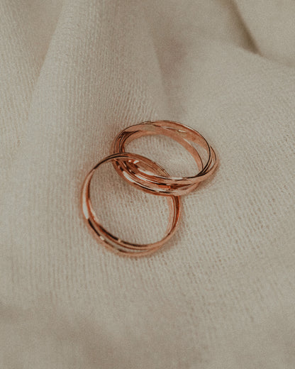 Thin Interlocking Set of 5 Rings, 14K Rose Gold Fill