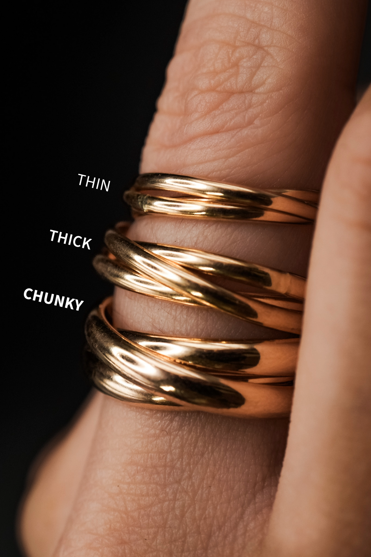 Chunky Interlocking Ring Set of 3, 14K Gold Fill