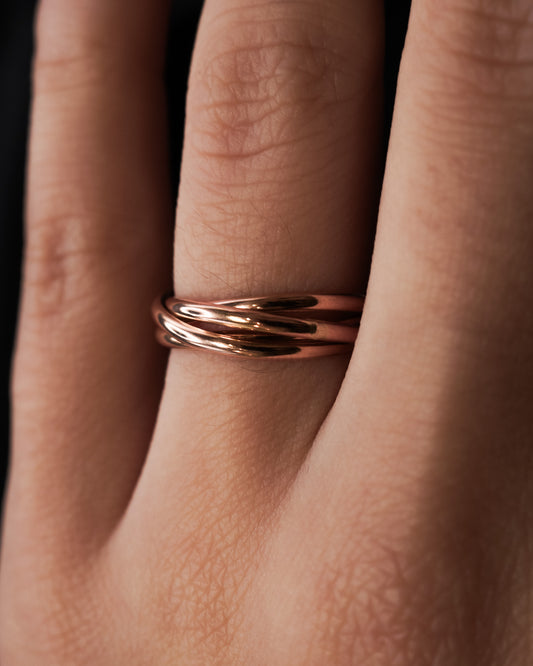 Thin Interlocking Set of 4 Rings, 14K Rose Gold Fill