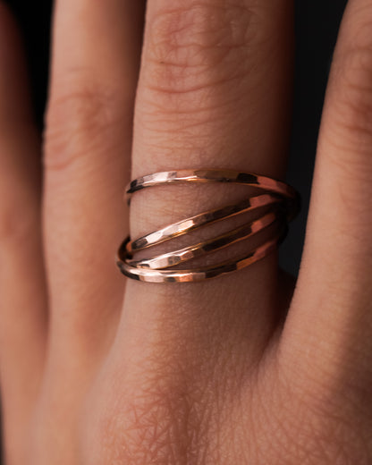 Thin Interlocking Set of 4 Rings, 14K Rose Gold Fill