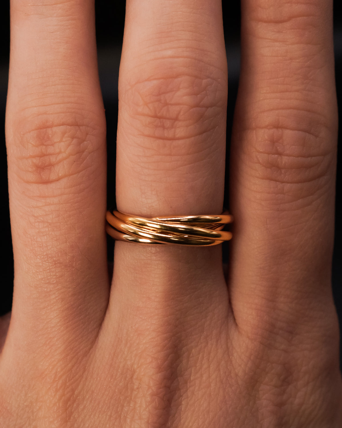 Thin Interlocking Set of 5 Rings, 14K Gold Fill