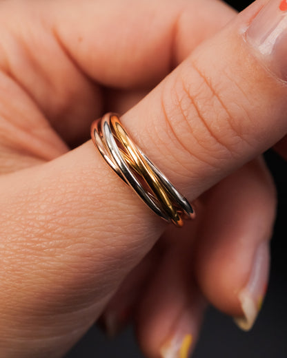 Thin Interlocking Set of 5 Rings, Solid Mixed Metals