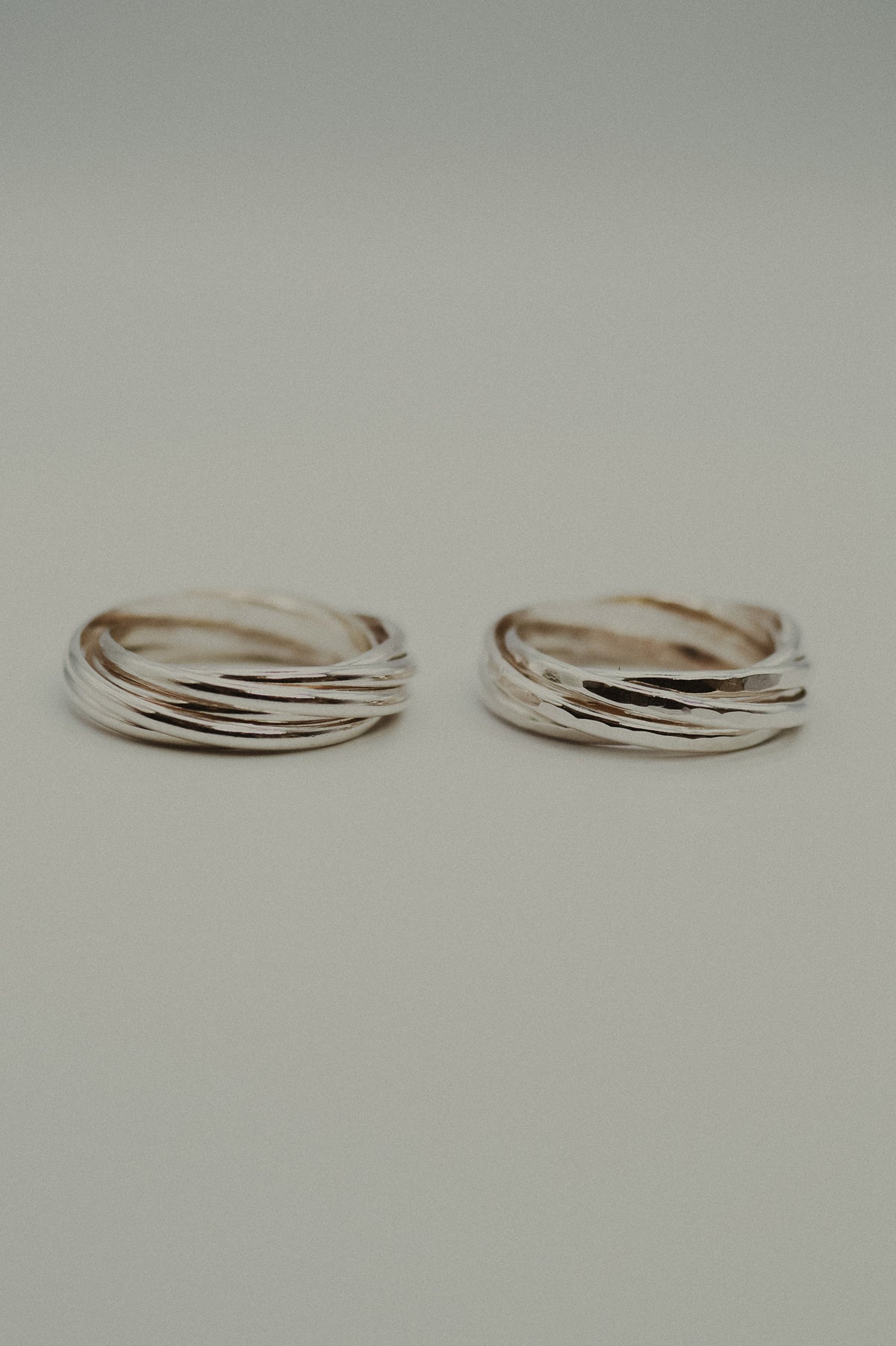 Thin Interlocking Set of 6 Rings, Sterling Silver