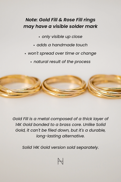 Asymmetrical Interlocking Ring, 14K Solid Gold