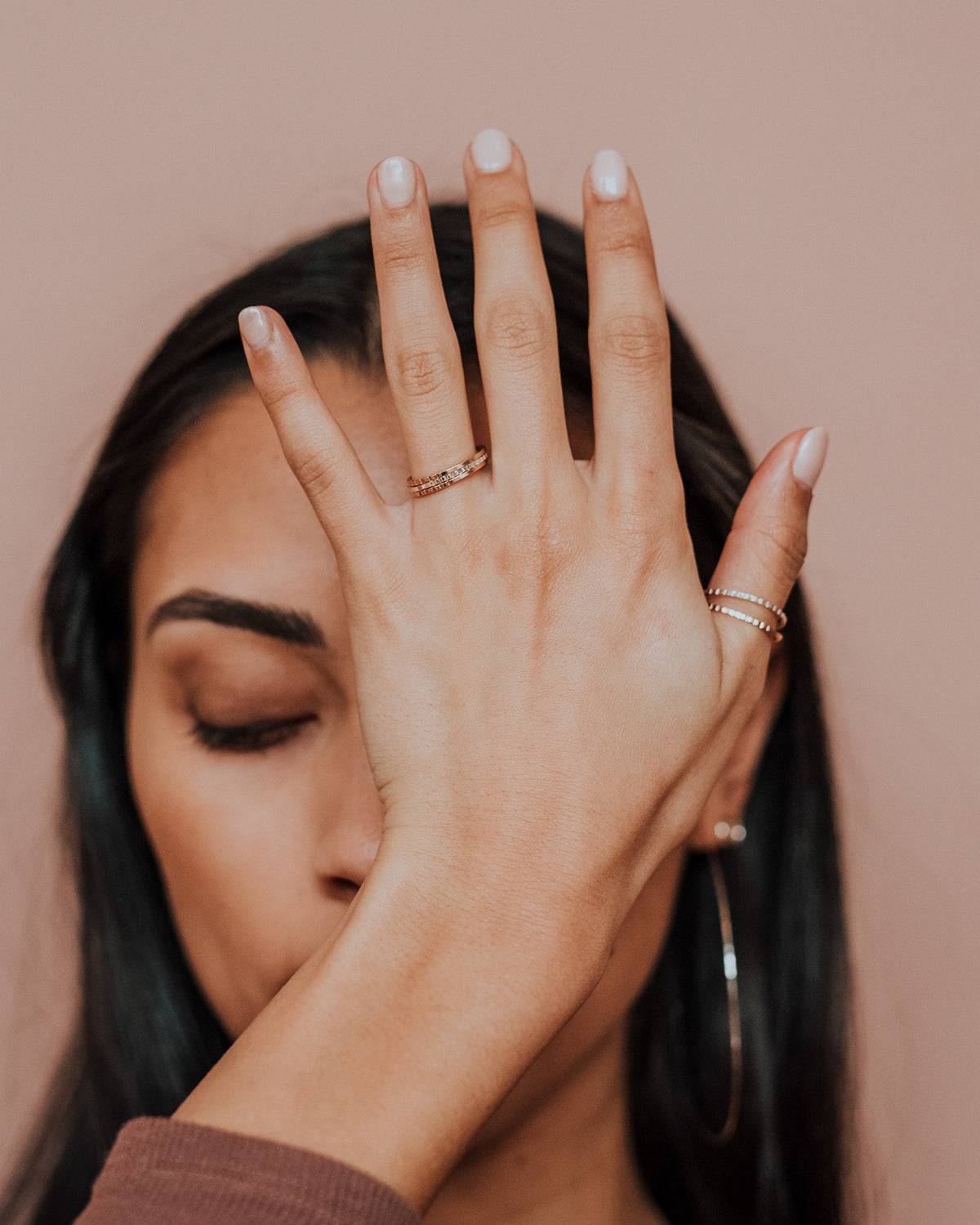 Half Lined Ring, 14K Gold Fill