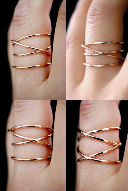 Large Wraparound Ring, Solid 14K Rose Gold