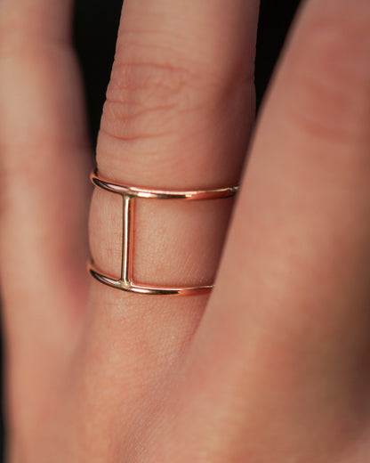 Large Cage Ring, Solid 14K Rose Gold