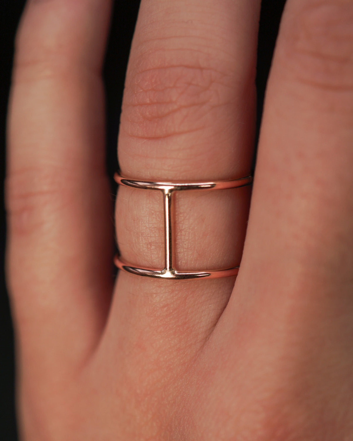 Large Cage Ring, Solid 14K Rose Gold