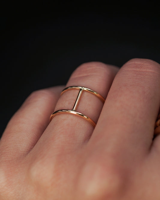 Large Cage Ring, Solid 14K Gold