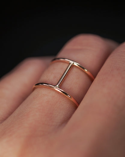 Large Cage Ring, Solid 14K Rose Gold
