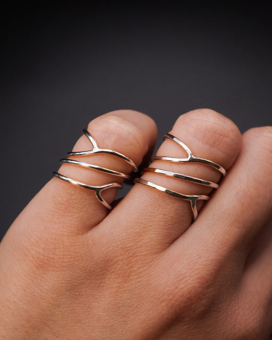 Curved Wraparound Ring, Sterling Silver
