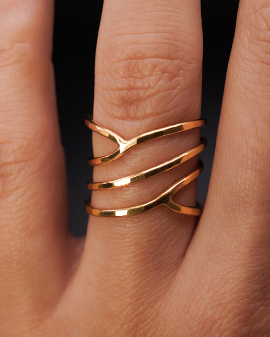 Curved Wraparound Ring, Solid 14K Gold