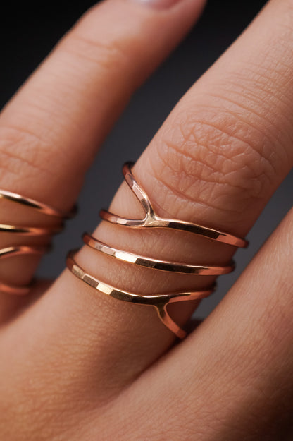 Curved Wraparound Ring, 14K Rose Gold Fill