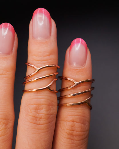 Curved Wraparound Ring, 14K Rose Gold Fill