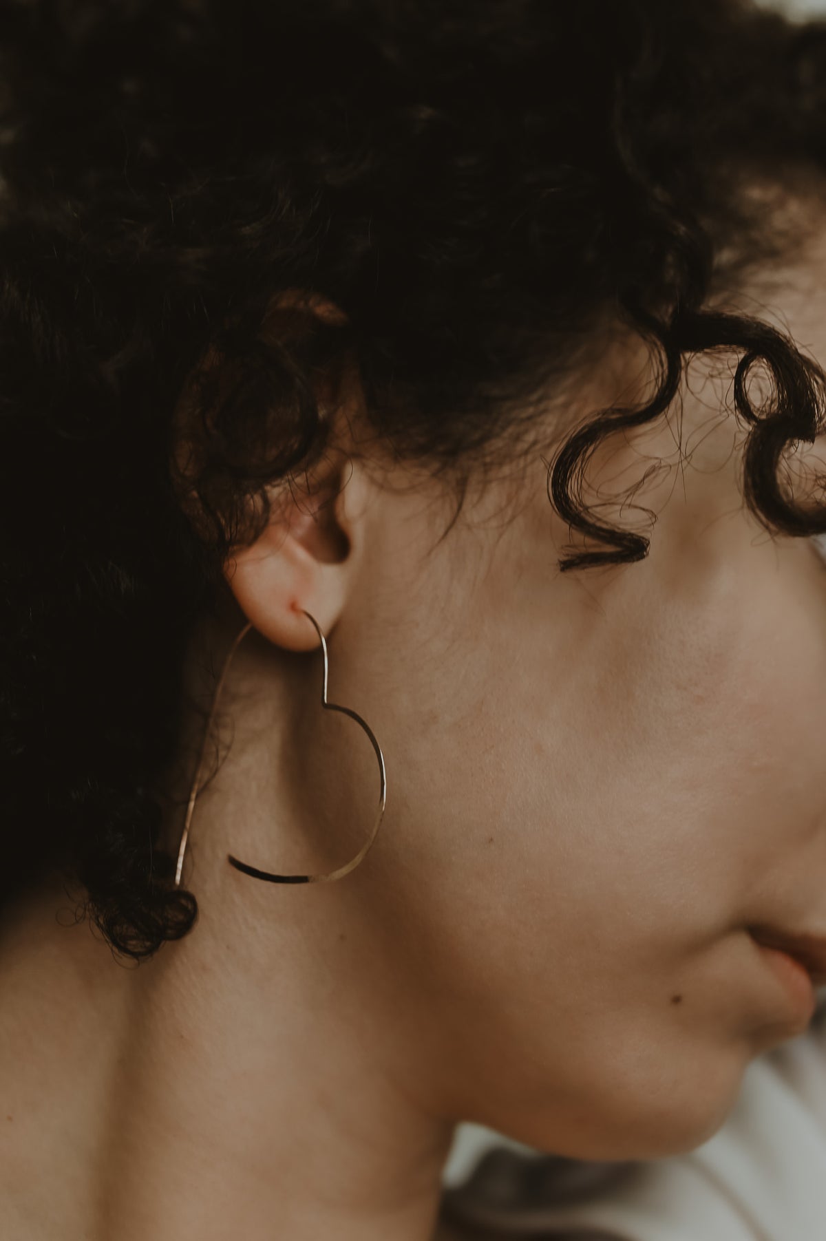 Heart Threader Hoop Earrings, Gold Fill, Rose Gold Fill or Sterling Silver