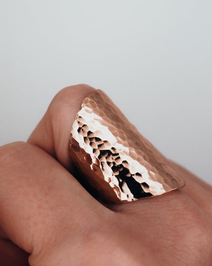 Large Shield Ring, 14K Rose Gold Fill
