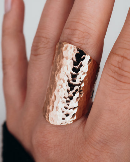 Large Shield Ring, 14K Rose Gold Fill