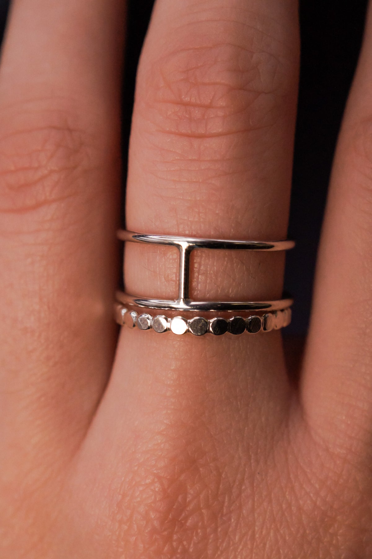 Mini Cage Set of 2 Stacking Rings, Gold Fill, Rose Gold Fill or Sterling Silver