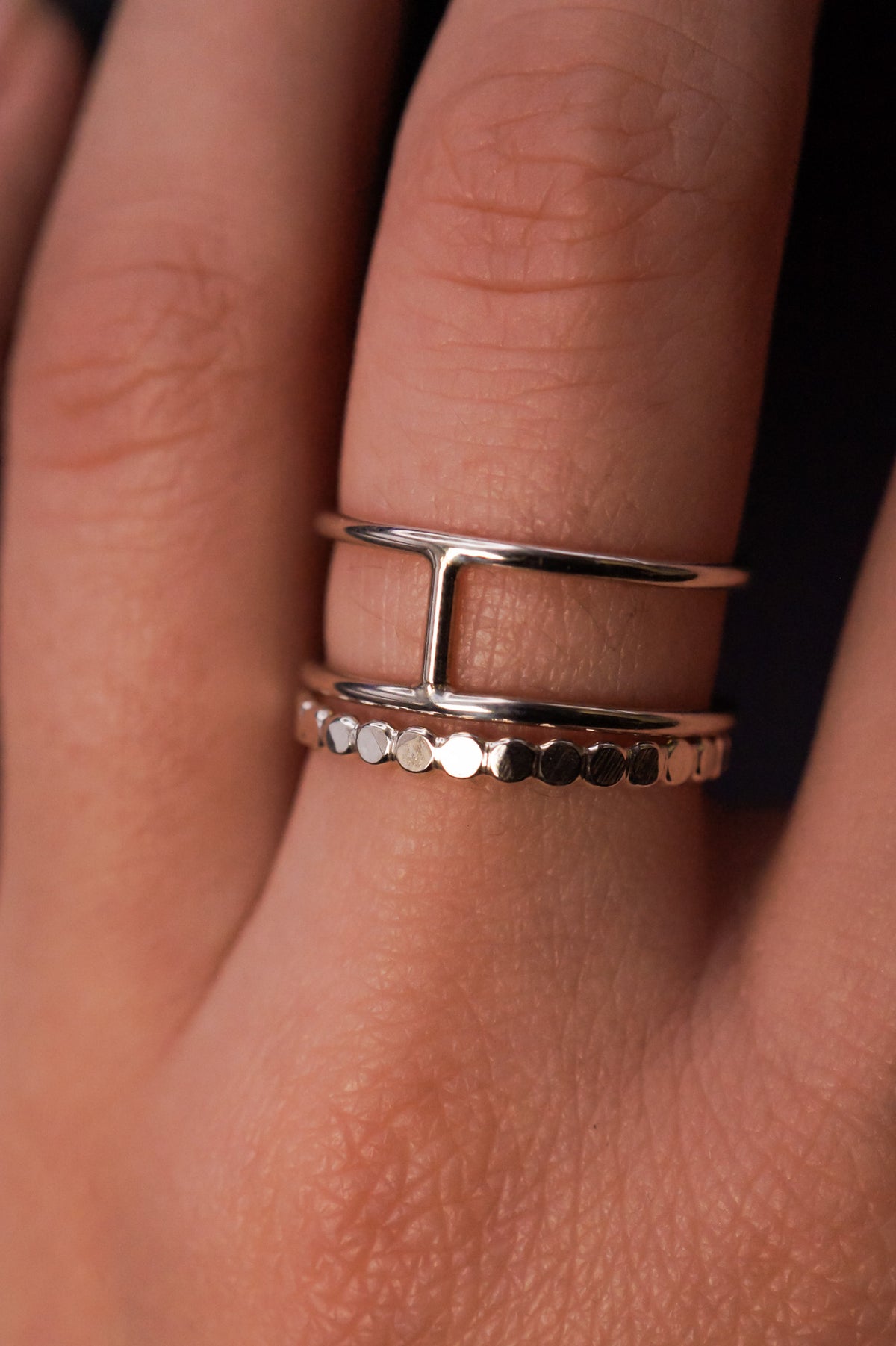 Mini Cage Set of 2 Stacking Rings, Gold Fill, Rose Gold Fill or Sterling Silver