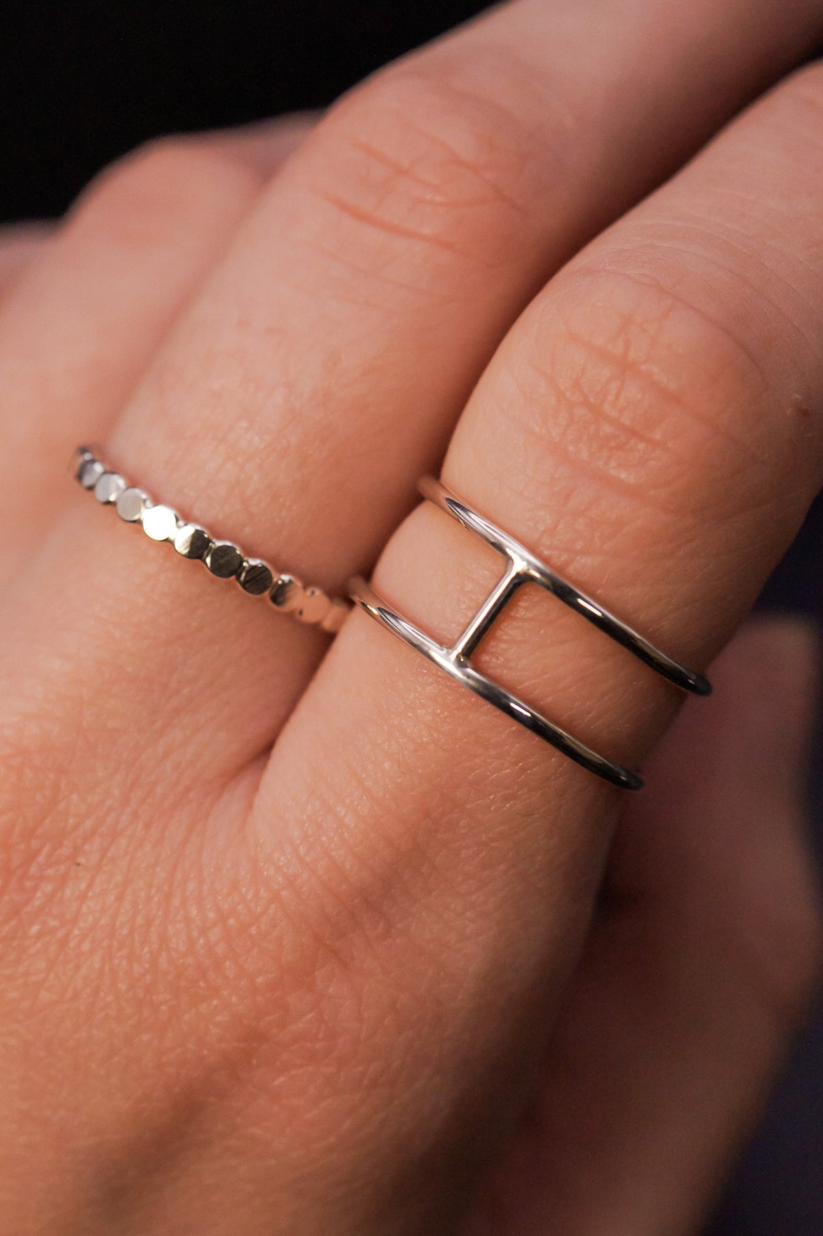 Mini Cage Set of 2 Stacking Rings, Gold Fill, Rose Gold Fill or Sterling Silver