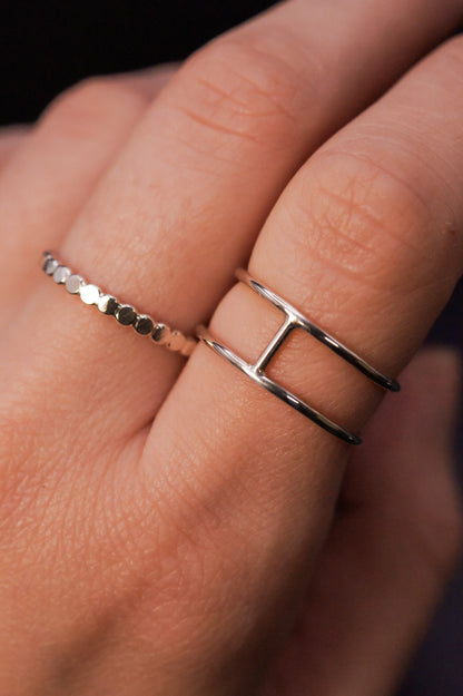 Mini Cage Set of 2 Stacking Rings, Gold Fill, Rose Gold Fill or Sterling Silver