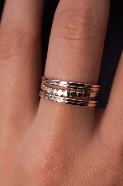 The Classic Mini Bead Set of 5 Stacking Rings, Gold Fill, Rose Gold Fill or Sterling Silver