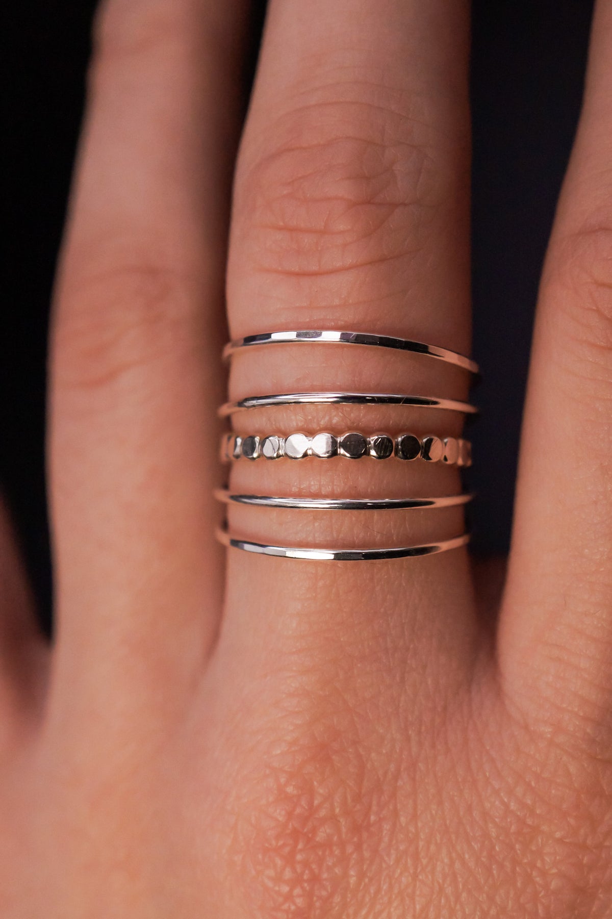 The Classic Mini Bead Set of 5 Stacking Rings, Gold Fill, Rose Gold Fill or Sterling Silver