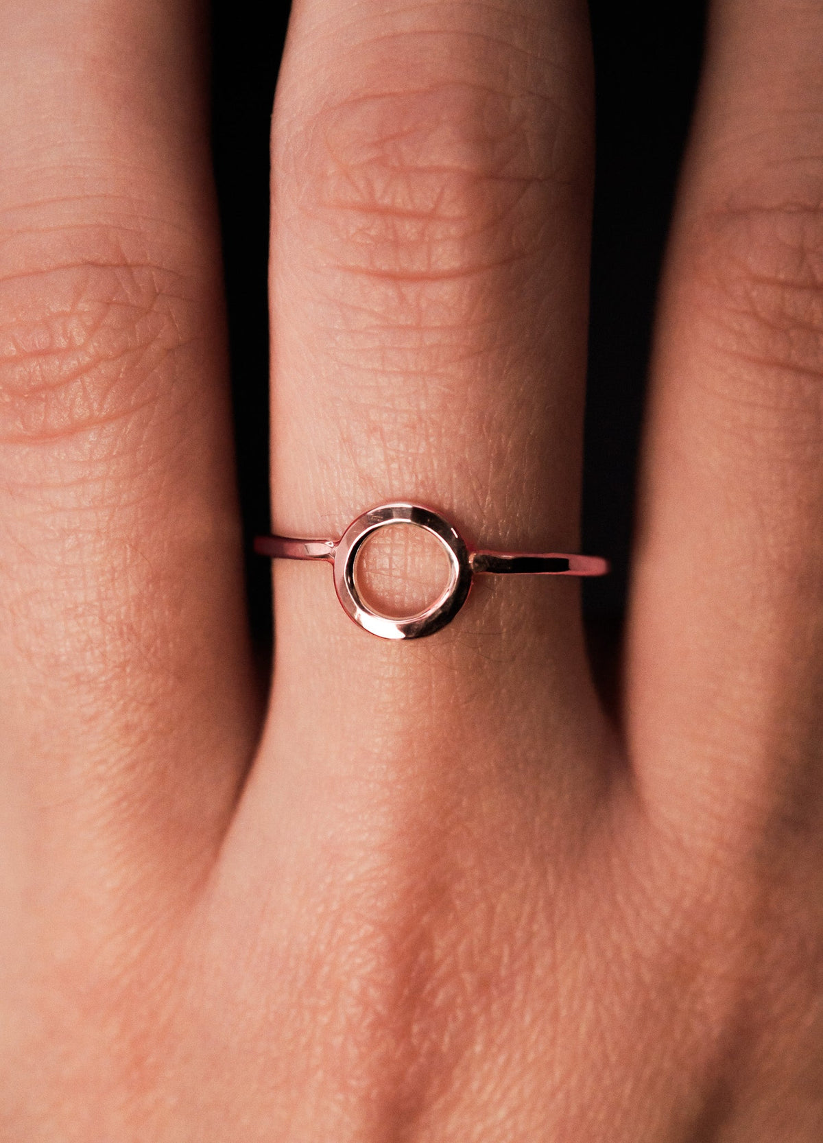 Mini Circle Ring, Solid 14K Rose Gold